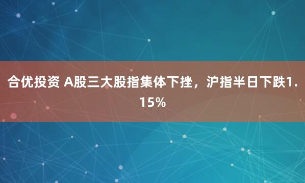 合优投资 A股三大股指集体下挫,沪指半日下跌1.15%