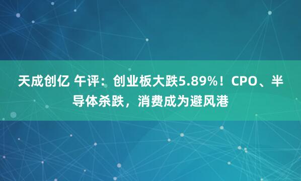 天成创亿 午评：创业板大跌5.89%！CPO、半导体杀跌，消费成为避风港