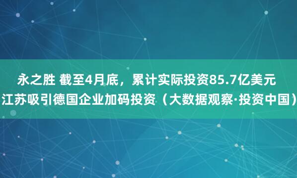 永之胜 截至4月底，累计实际投资85.7亿美元 江苏吸引德国企业加码投资（大数据观察·投资中国）