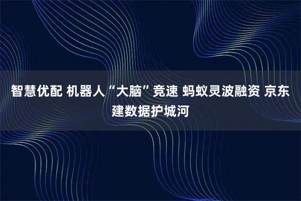 智慧优配 机器人“大脑”竞速 蚂蚁灵波融资 京东建数据护城河